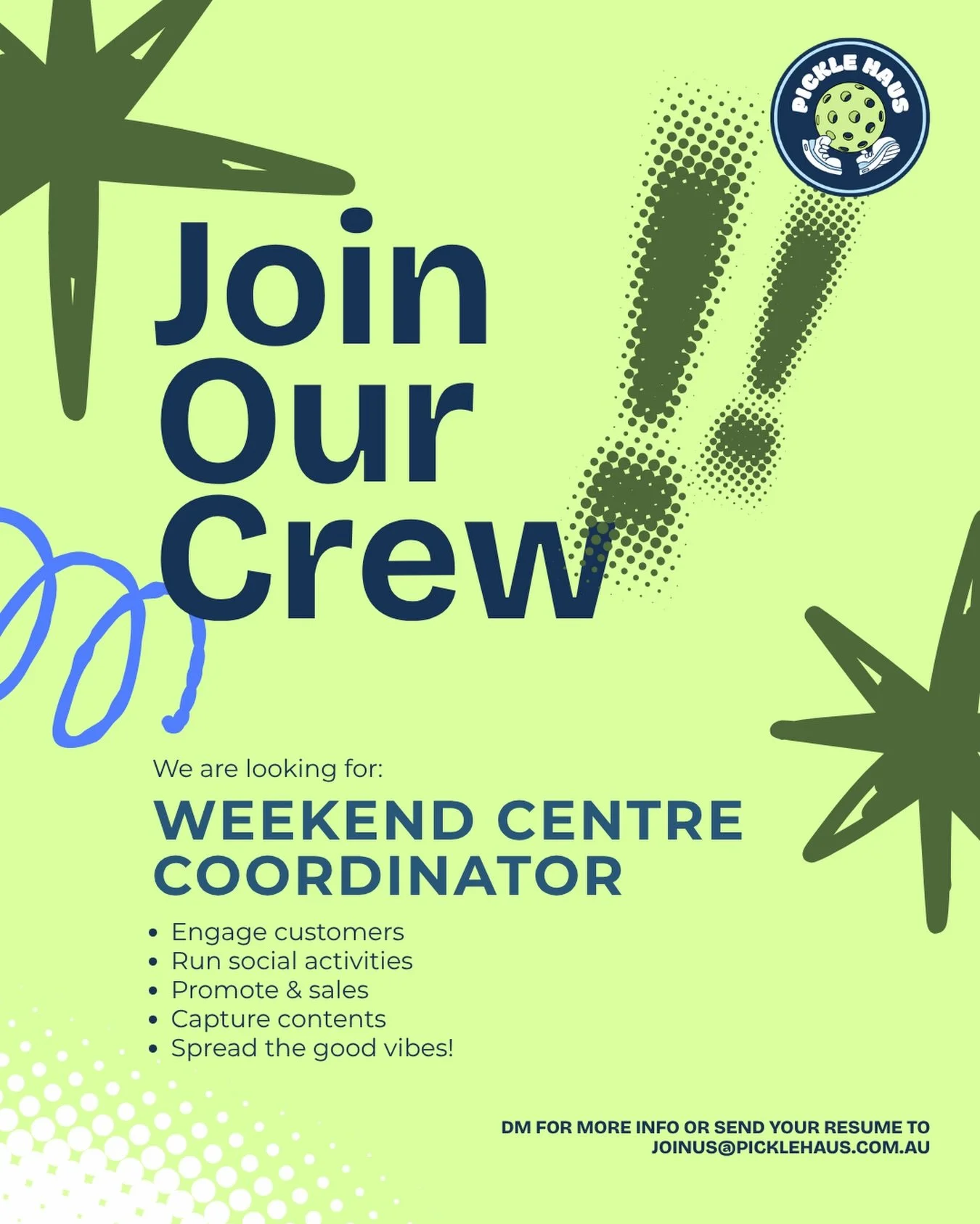Our team is growing and we need your help! 
If you are a sport lover and a people person who is looking for a casual weekend gig, we&rsquo;d love to have you! 

#PickleballMelbourne #MelbournePickleball #InnerWestMelbourne #PickleHaus #PickleballLife