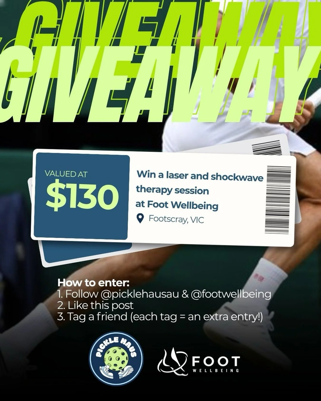 🎉 GIVEAWAY TIME! MORE INFO ⬇️
We&rsquo;re excited to announce our partner&rsquo;s giveaway - 2 vouchers valued at $130 each for laser &amp; shockwave therapy at Foot Wellbeing! 👣✨
What is laser &amp; shockwave therapy? &bull; Reduce any tendon &amp