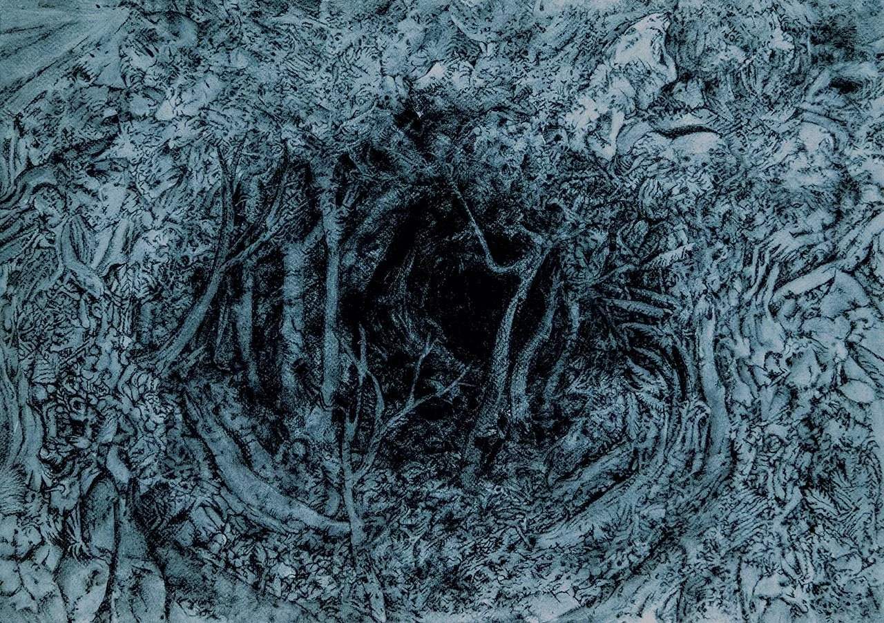 Hole, 2024, charcoal, 42 x 59.4 cm