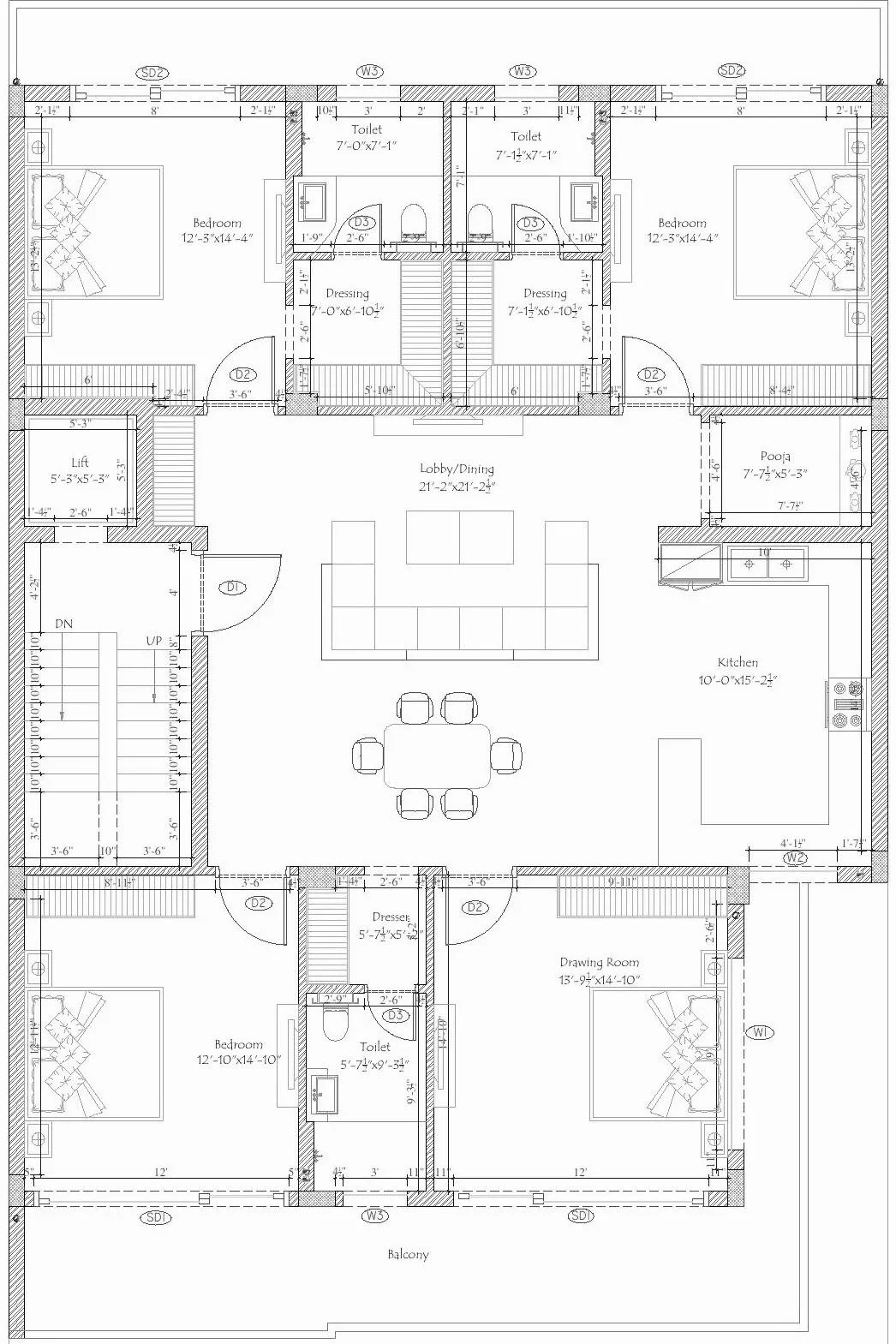 Floor plan layout of The Horizon ultra-luxury 4Bhk Ultra Luxury Independent Floors in Panipat.