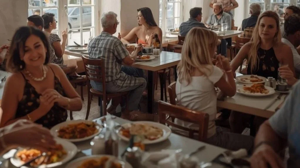 Customers dining at Kouzina