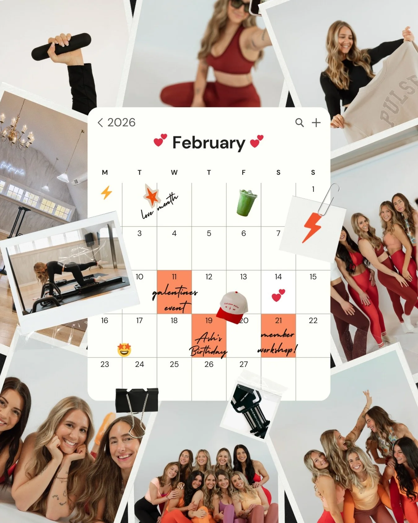 Love month is officially here at pulse ❤️&zwj;🔥

We&rsquo;re open, ready to shake, and so excited to move with you!!

Save the dates above + come join us for all the fun! Member moments, open events, and plenty of lagree love all month long.💌

Can&