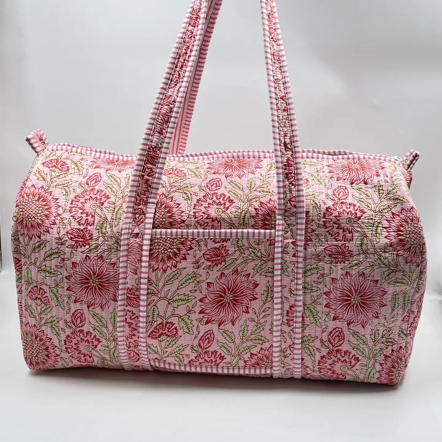 Kantha Quilted DUFFEL  (FLORISH Pink on Pink)