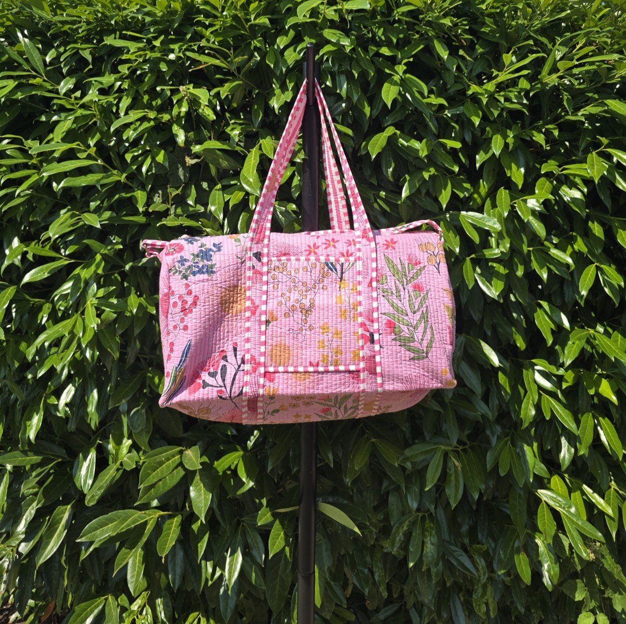 Kantha Quilted XL DUFFEL (SEED on pink)