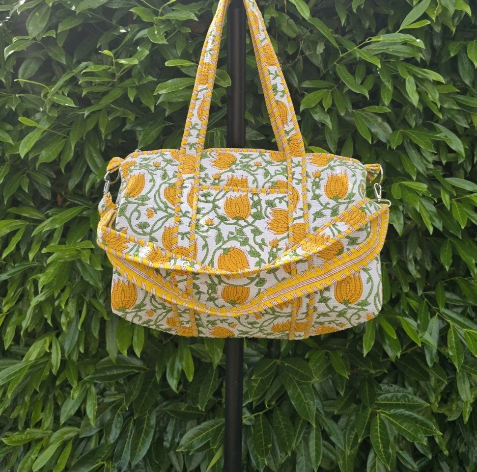 Kantha Quilted DUFFEL (PEPO Yellow White)