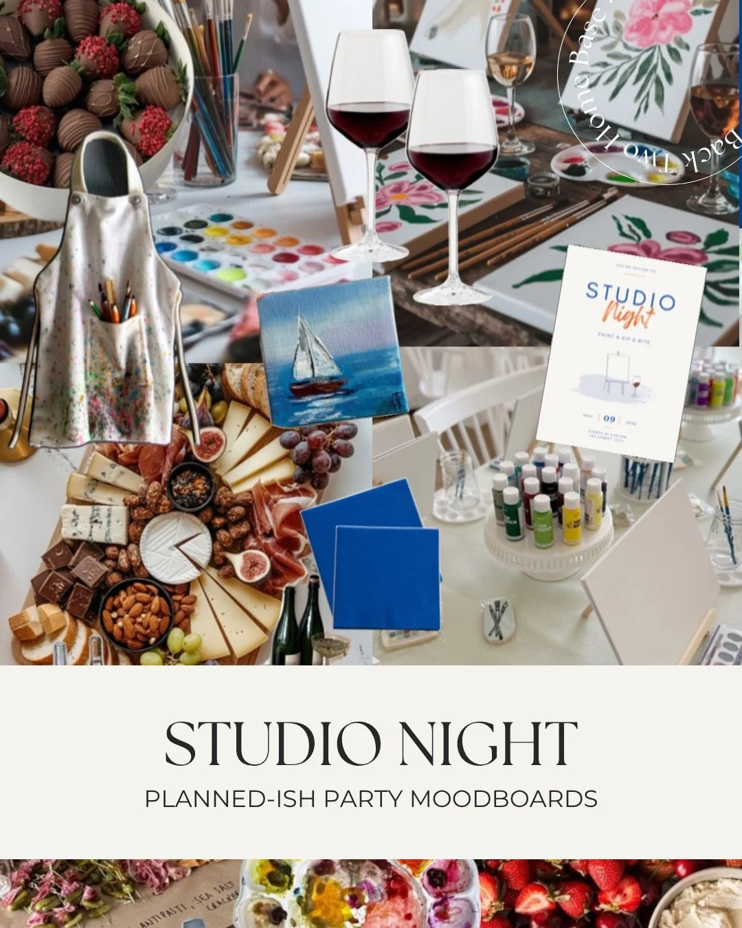introducing Studio Night &mdash; our latest Planned-ish Party Moodboards theme and this month&rsquo;s Home Base Hosting Club feature. 🎨🍷

we&rsquo;re talking The Color Splash cocktail, a Studio Board that nobody will stop picking at, strawberry fet