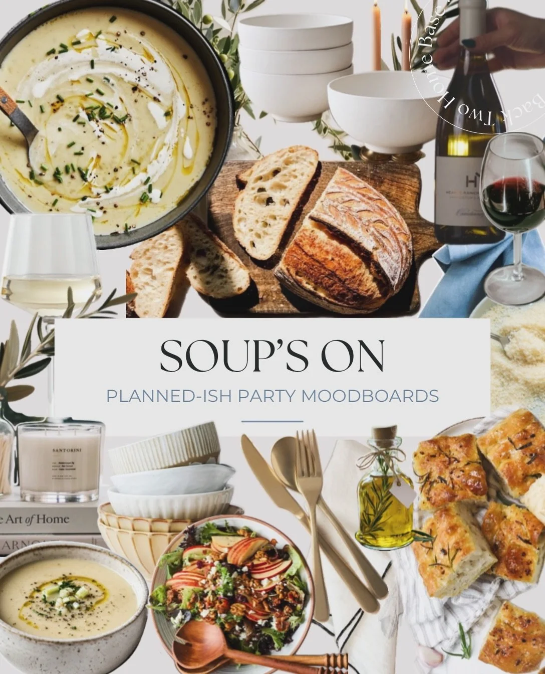 Soup&rsquo;s on!! 

One big pot, warm bread, and something to sip&hellip;my kind of fall evening!! 🥖 

Save this one for the first cozy night that calls for having people over or hanging with the fam🤍

PLANNED-ISH PARTY MOODBOARDS: SOUP&rsquo;S ON
