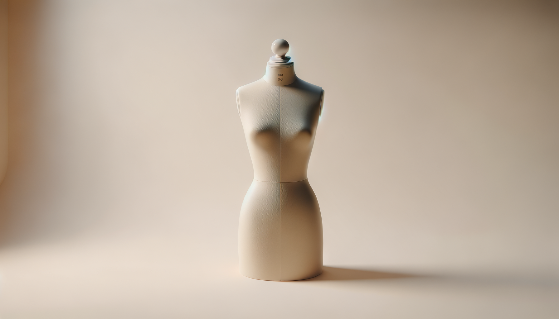 Blank dress form mannequin on a neutral background.