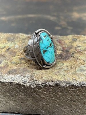 Blackjack turquoise set in Sterling Silver size 8 1/4