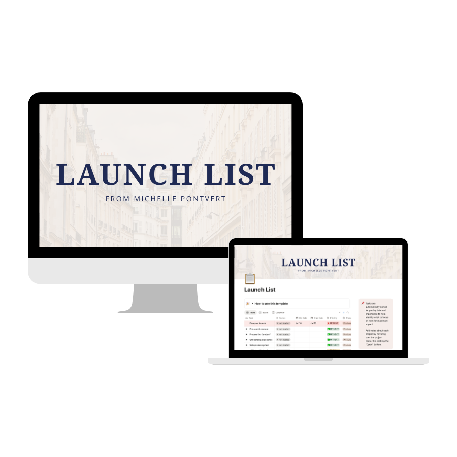 launch list notion template