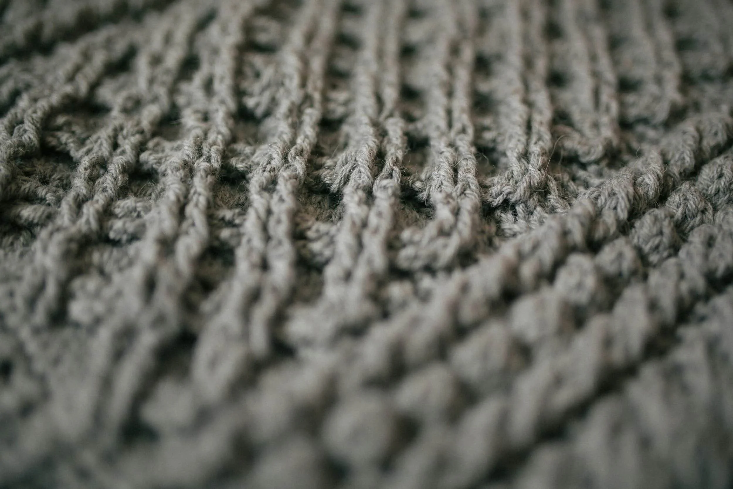 close up of grey knitted sweater texture