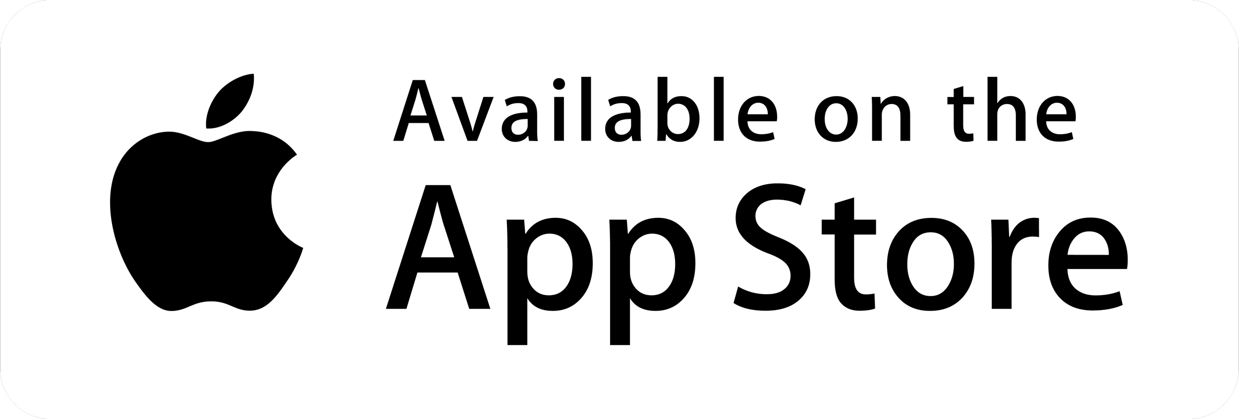 Black Apple logo with the text "Available on the App Store" on a white background.