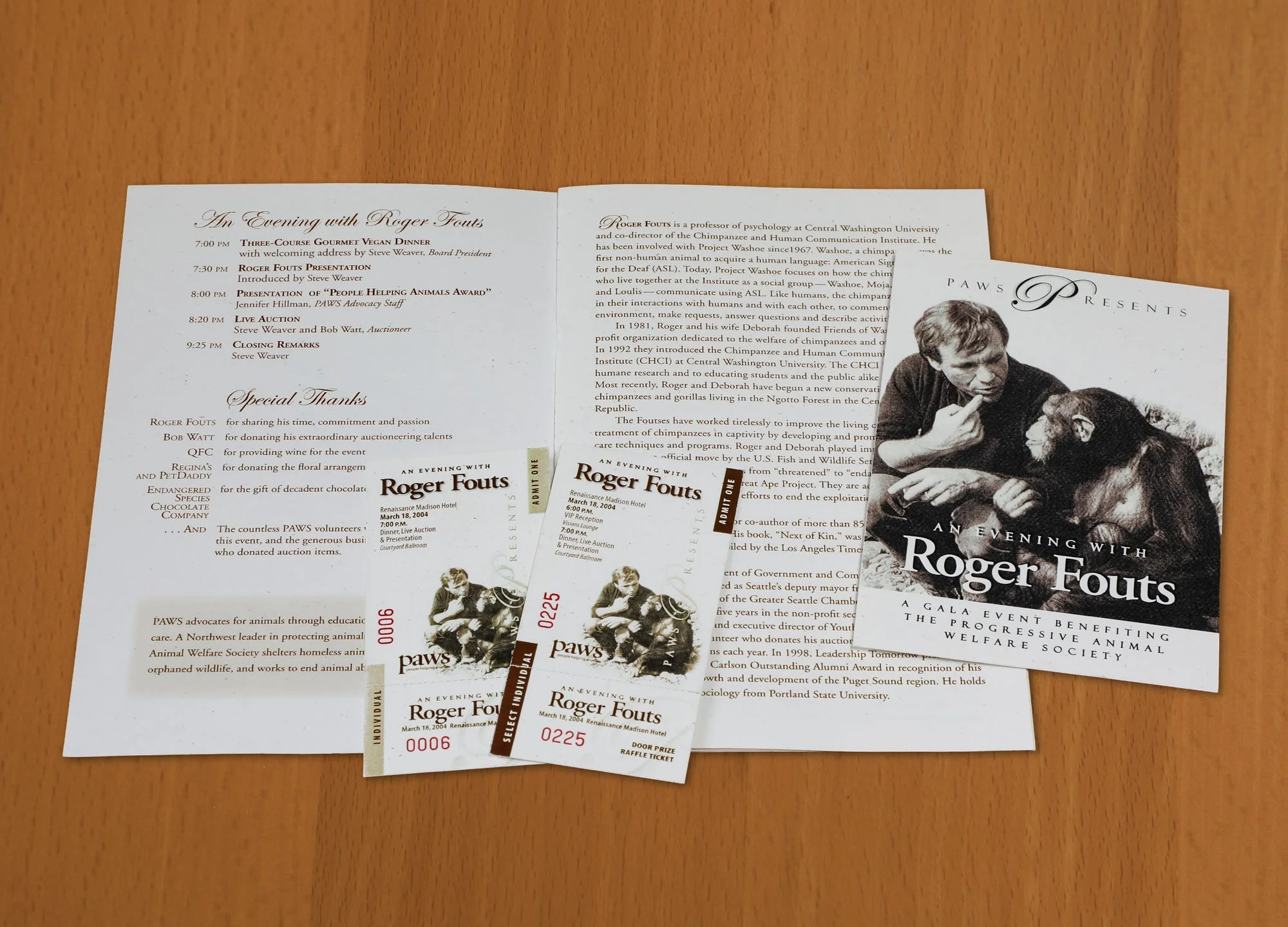 Gala event invitation, Program and Raffle Tickets