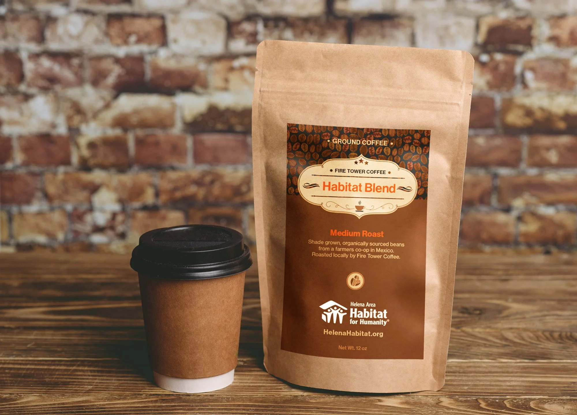 Coffee label for Helena Area Habitat of Humanity, designed by Edwina Bell Design.