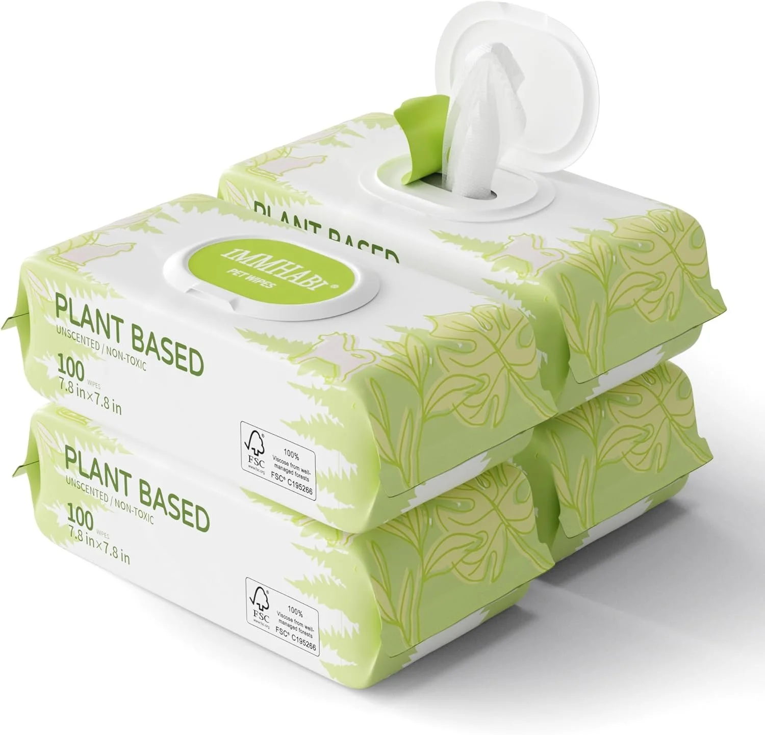 Unscented plant-based pet wipes packaging – eco-friendly grooming wipes for dogs and cats