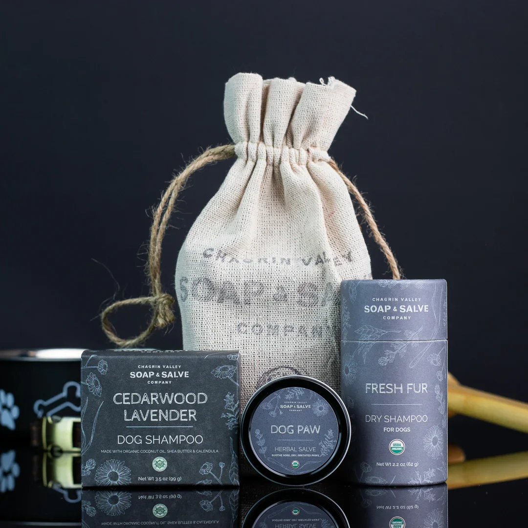 Pooch Pouch dog bundle with organic grooming products