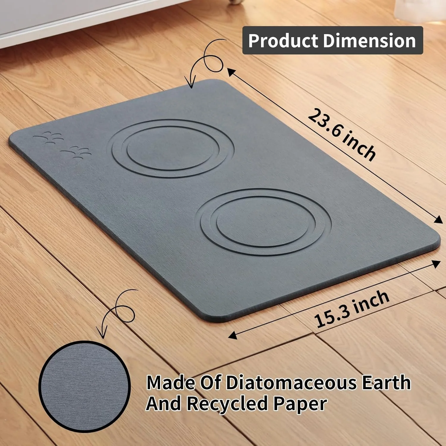 Dimensions of Stone Dog Food Bowl Mat