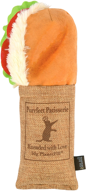 A plush oven mitt designed to look like a hot dog with toppings, attached to a fabric pouch with a kangaroo illustration and the text 'Kangaroo Pocket' and 'Kangaroo with Love for Pleasure'.