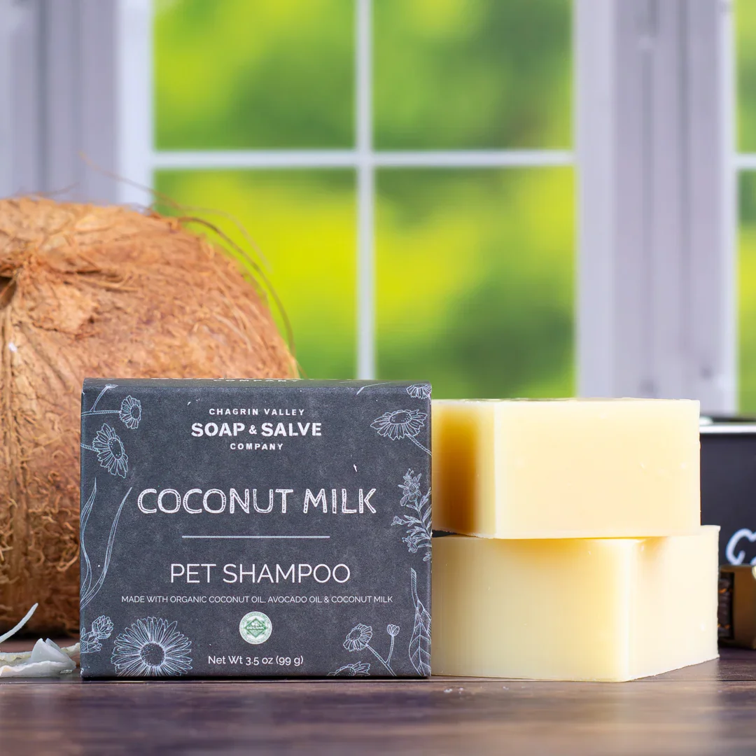 Unscented coconut milk dog shampoo bottle for sensitive skin