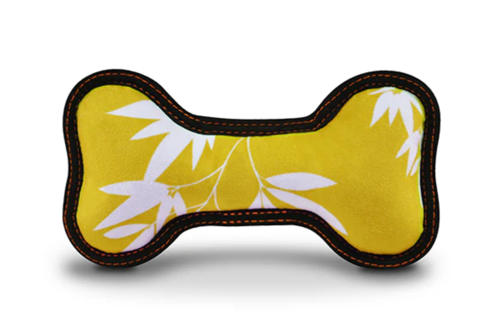Close up of ECO Play Bone dog toy textured design