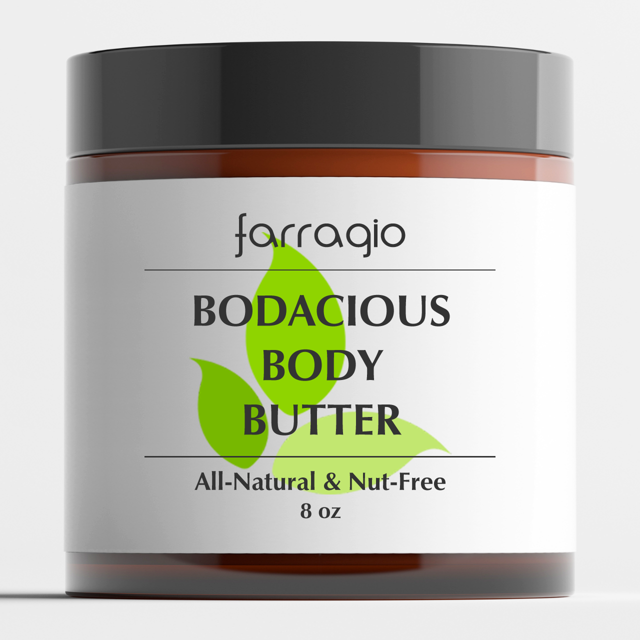 All-Natural Bodacious Body Butter in 8-ounce amber-colored glass jar