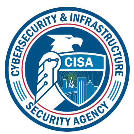 CISA emblem with eagle, shield, and circuit design, representing Cybersecurity and Infrastructure Security Agency.