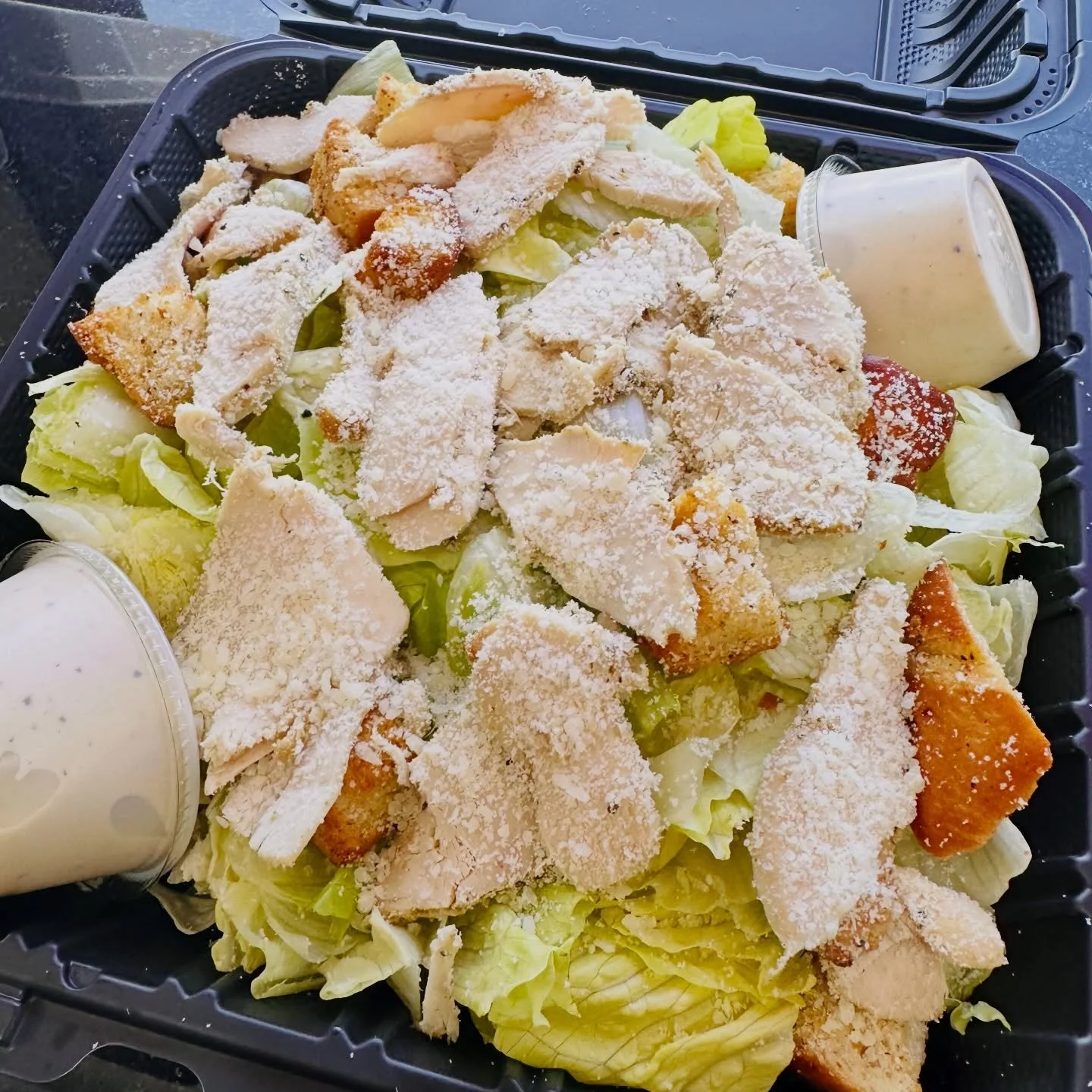 Fresh. Crisp. Done right. 🥗🔥

Our Chicken Caesar &mdash; loaded with grilled chicken, crunchy croutons, shaved parmesan, and classic Caesar dressing.

Simple ingredients. Big flavor.

🥗 Fresh romaine
🍗 Tender grilled chicken
🧀 Parmesan + Caesar 