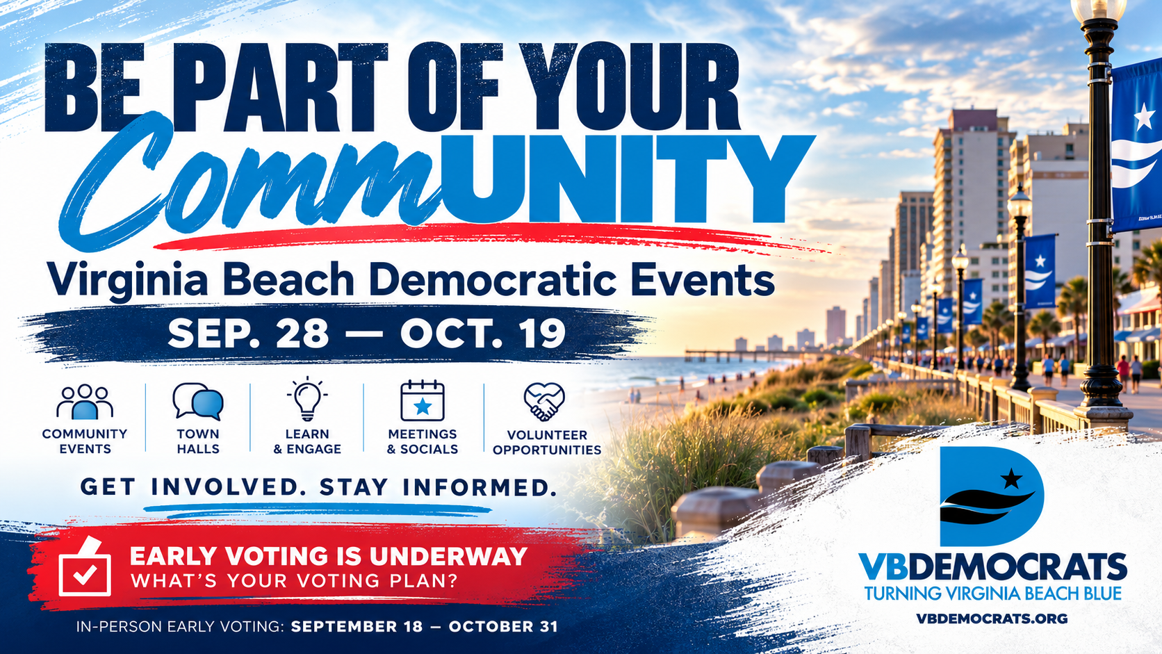 Be Part of Your CommUNITY: Virginia Beach Democratic Events, Sep. 28–Oct. 19