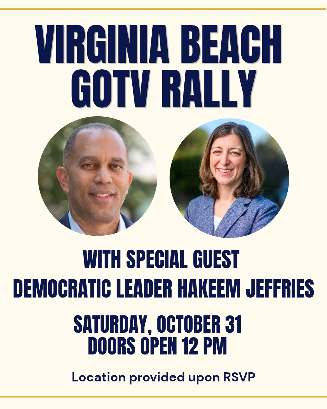 VA-02 Get Out The Vote Rally with Elaine Luria House Democratic Leader Hakeem Jeffries