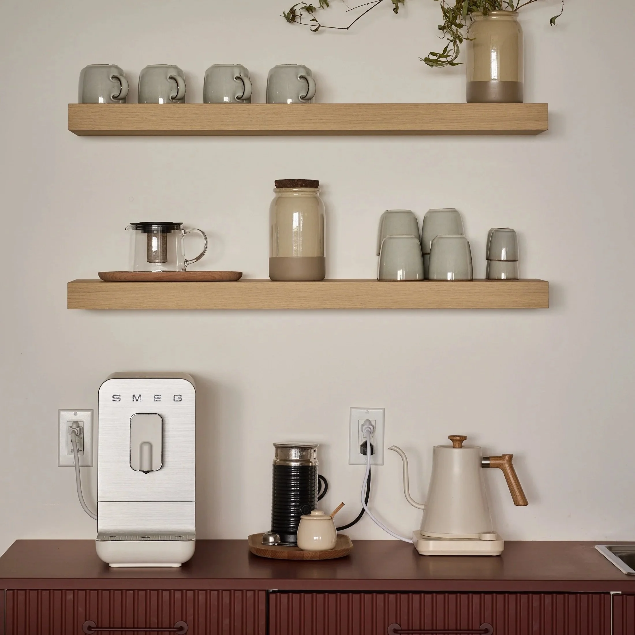 Cuisine art déco, lumineux, beige, naturel, chaleureux, cafetière, doux