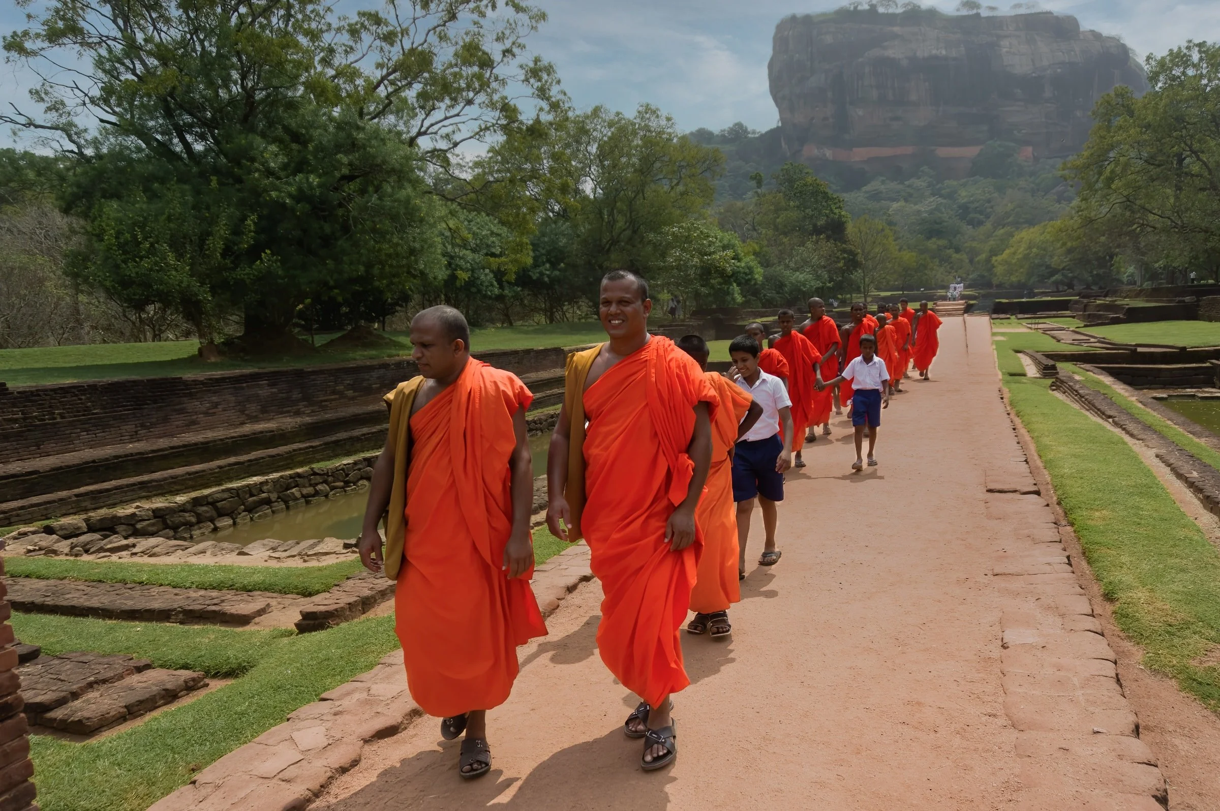 Monks with Sigiriya in the Background