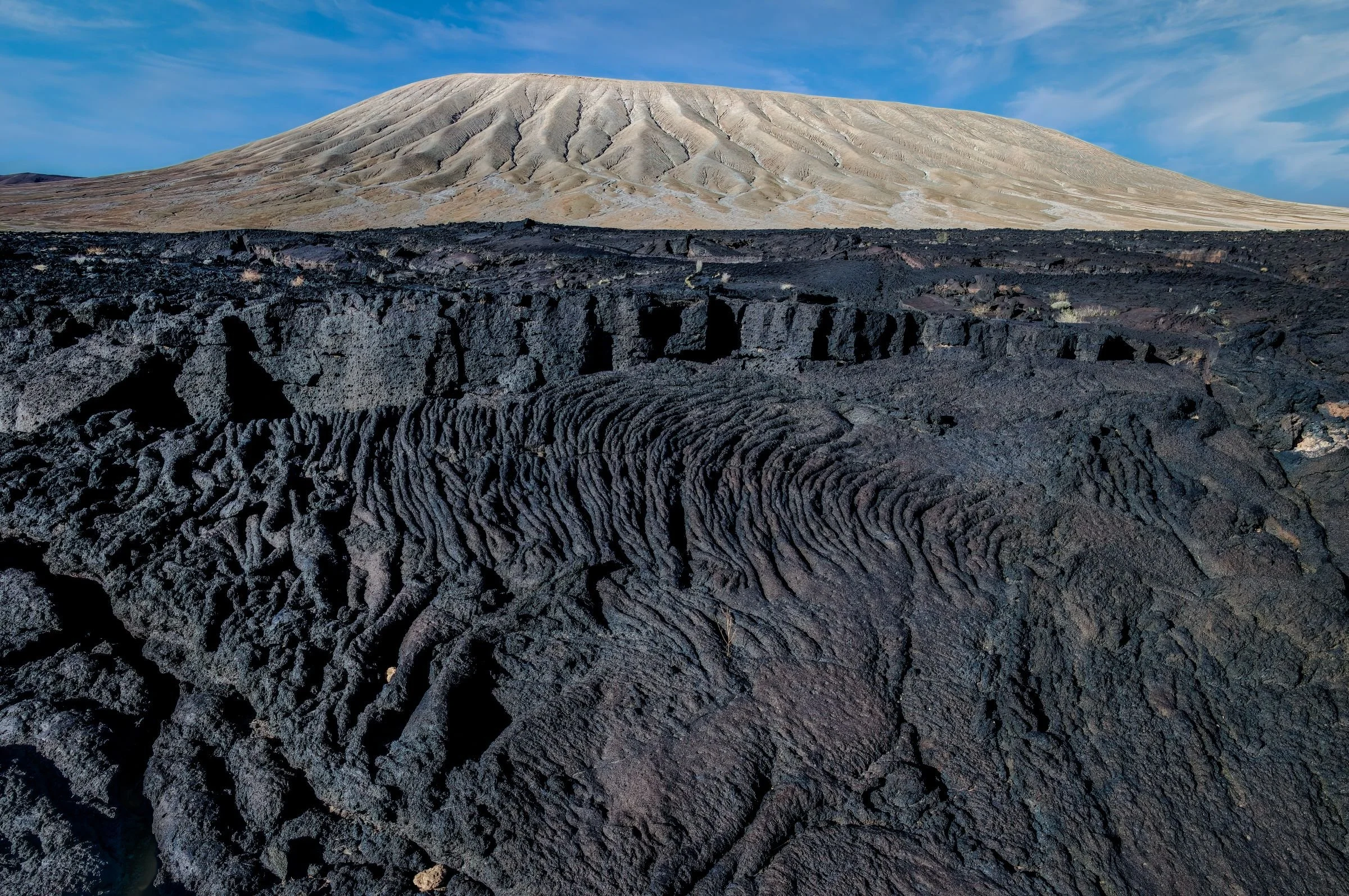 Harrar Khaybar Basalt Lava Flow and Silica rich (white) Volcano
