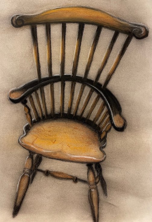 Doggie’s Chair · Pastel Painting (2025) · Memorializing an old chair picked up in Pennsylvania that holds special memories for me