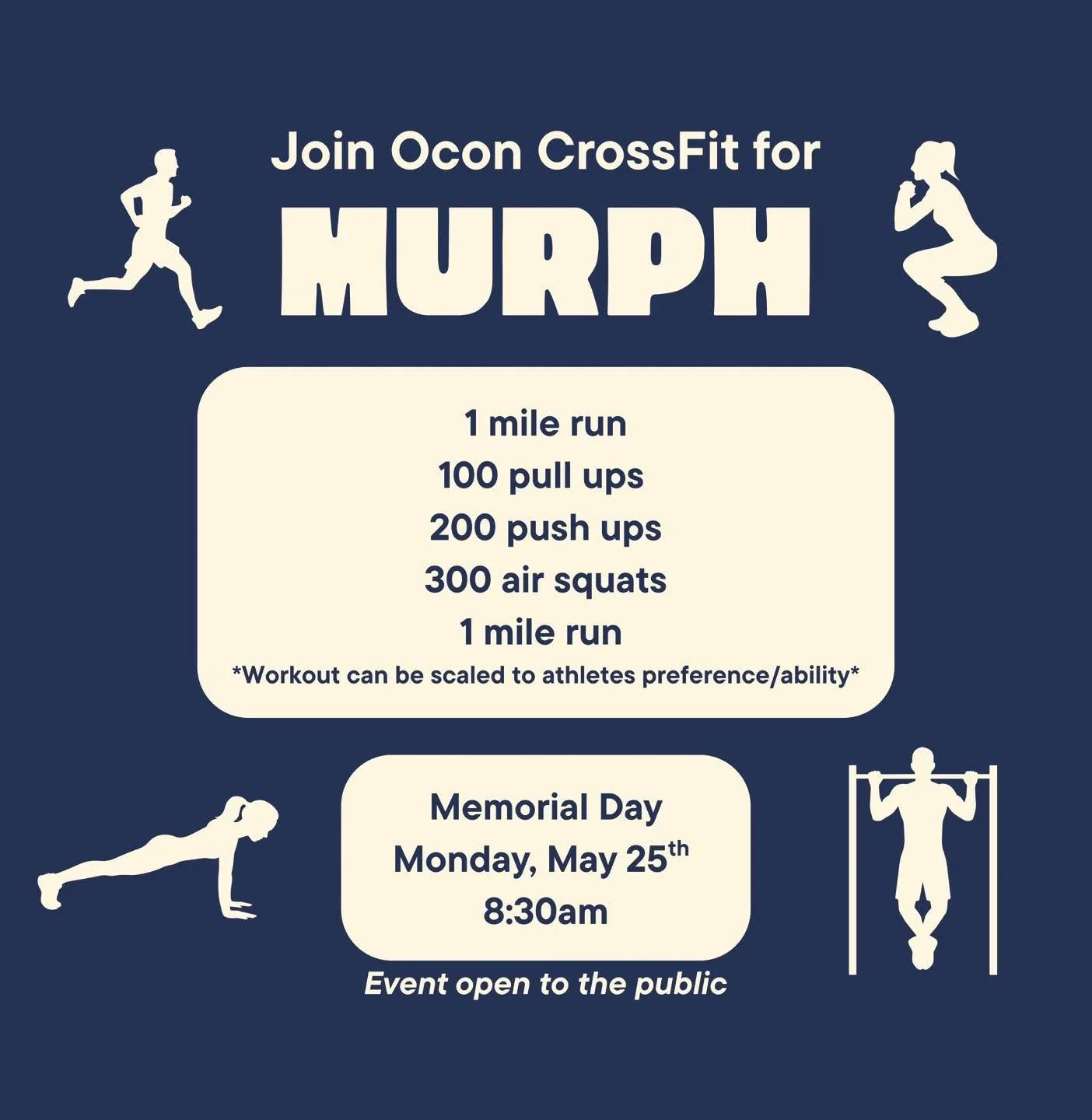 Looking for something to do on Memorial Day? Stop by OCF for fitness fun! 🤩 
All are welcome, so bring along your family, friends, and neighbors!

  #crossfitcommunity #movement #functionalmovement #lakecountry #lakecountrywi #oconcrossfit #gym #Cro