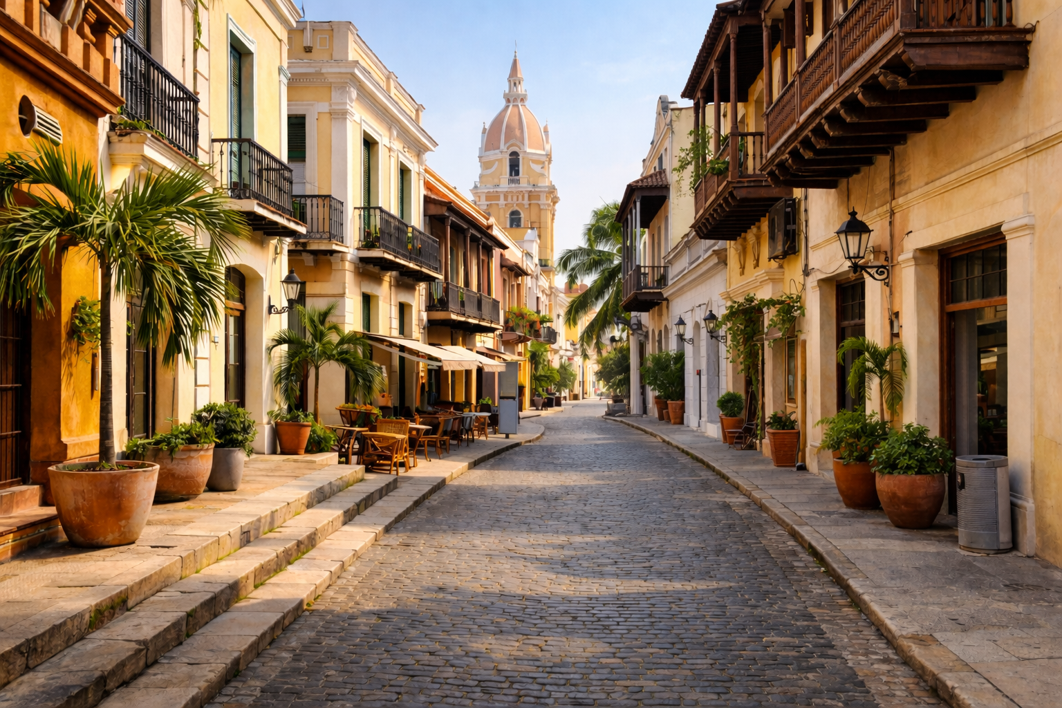 Three tropical travel styles shown side by side: a cruise ship at sea, a quiet beach with lounge chairs and umbrella, and a colorful tropical city street