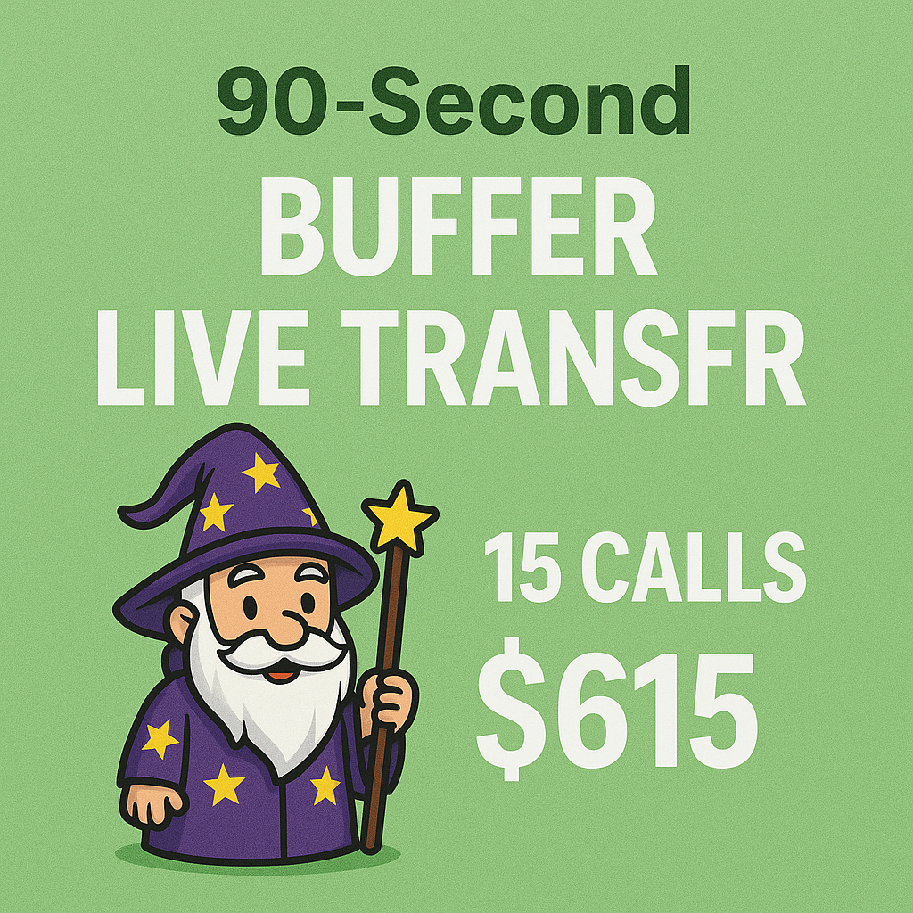 15 CALL PACKAGE!! 90 SECOND LIVE TRANSFERS!