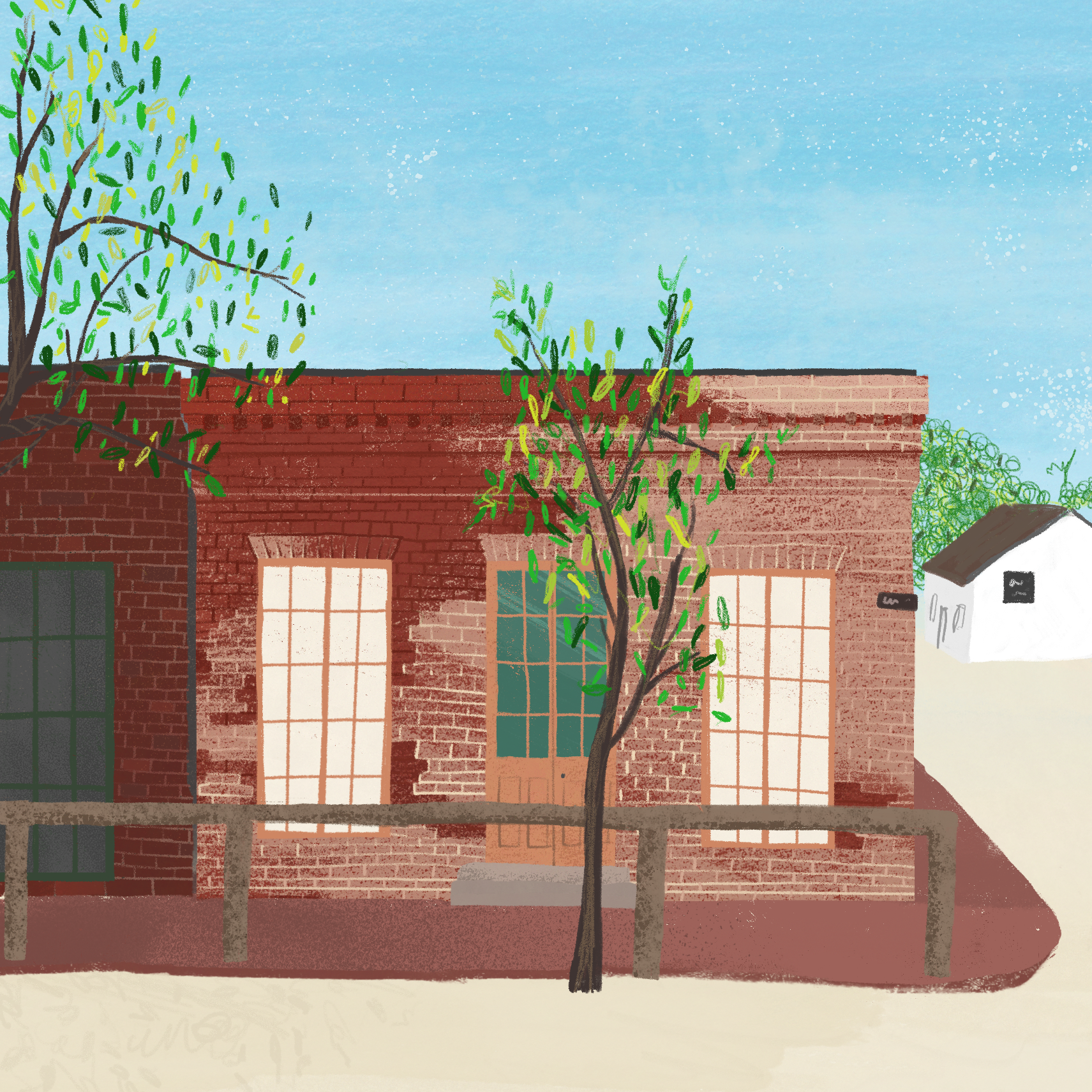 Digital illustration of Colombia, CA. Created using Adobe Fresco
