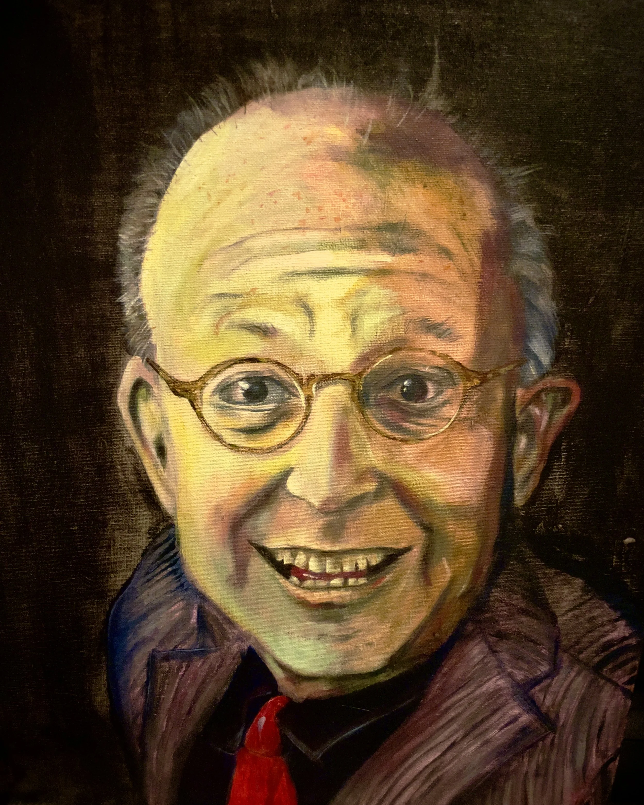 -Four Critics and a Comedian 3-;
Gallery Price: $360
Bids start at $100
2026	
20x16	Acrylic	 

Jerry Saltz; A critic I'd LOVE to be at my show. Even if he hates everything I created. Haha! I asked him to speak at an artists group once and he said "Yo