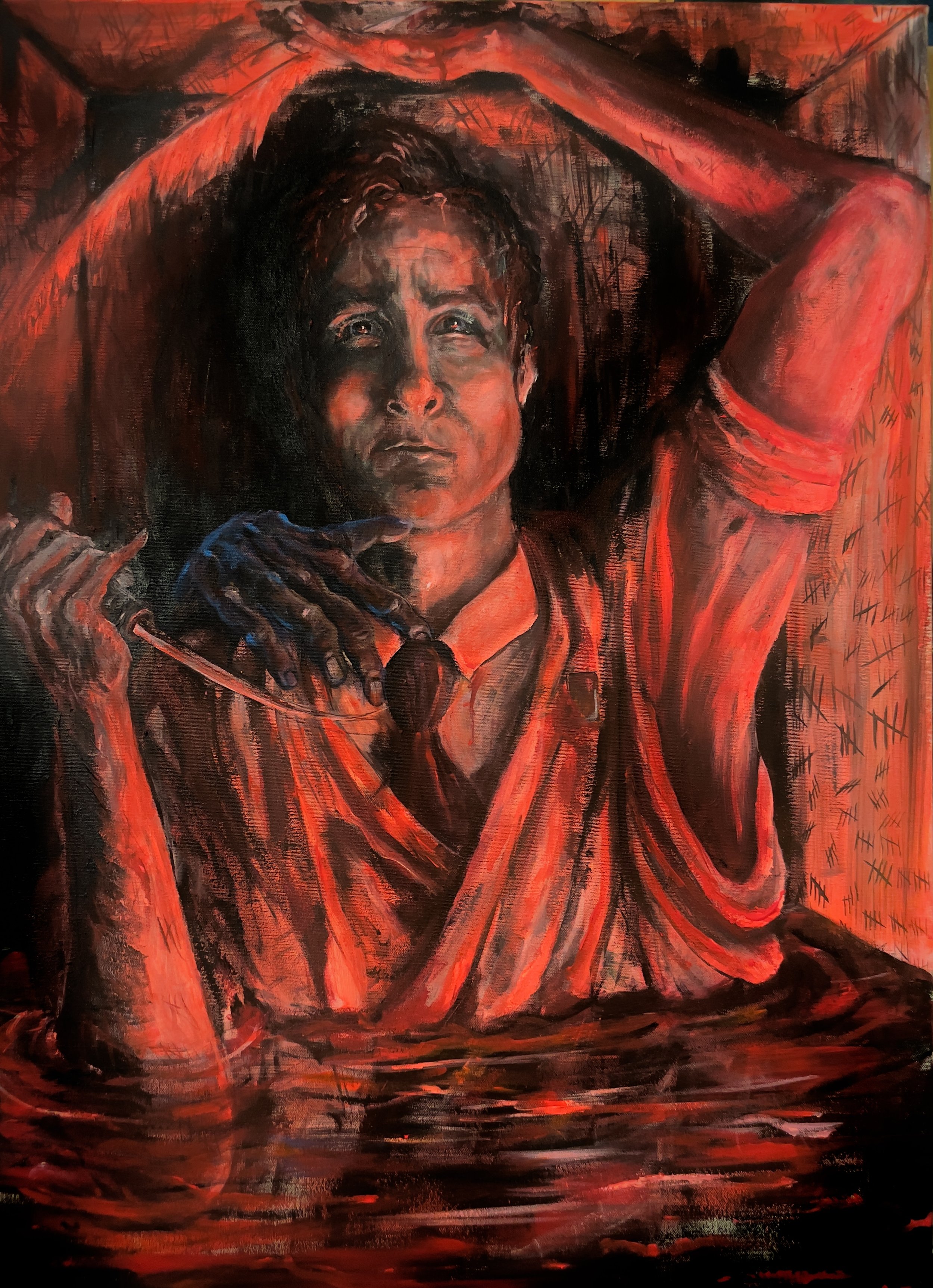 -Gay Conservative Journalist-
Gallery Price: $1750	
Bids Start at $250
2018	
35x25	Acrylic	

This painting has evolved over several years. Originally depicting journalist Jon Levine, But the face has been slightly altered to encapsulate the archetype