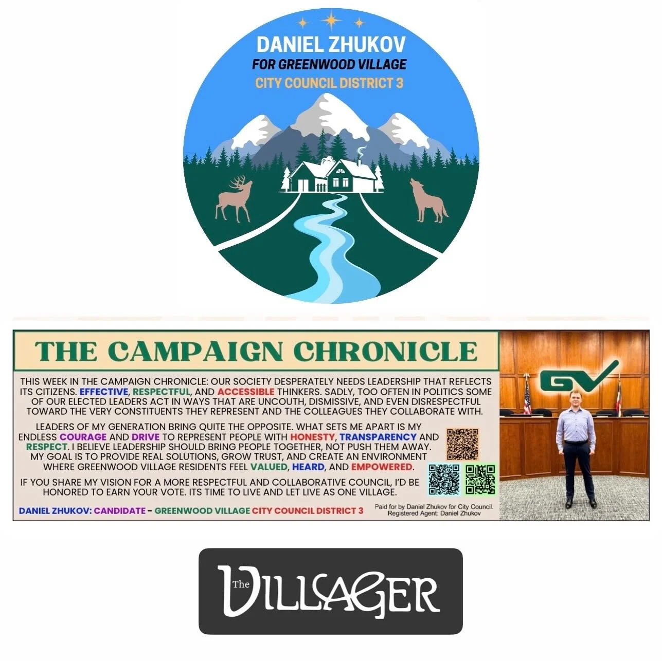 Last Weeks Campaign Chronicle About What Kind Of Leadership Our People Deserve Is In The Local Newspaper! 

Share Your Thoughts On What Makes Good Leaders In Our Cities Below. 

villagerpublishing.com 📰

Take My Values To City Council! Contribute at