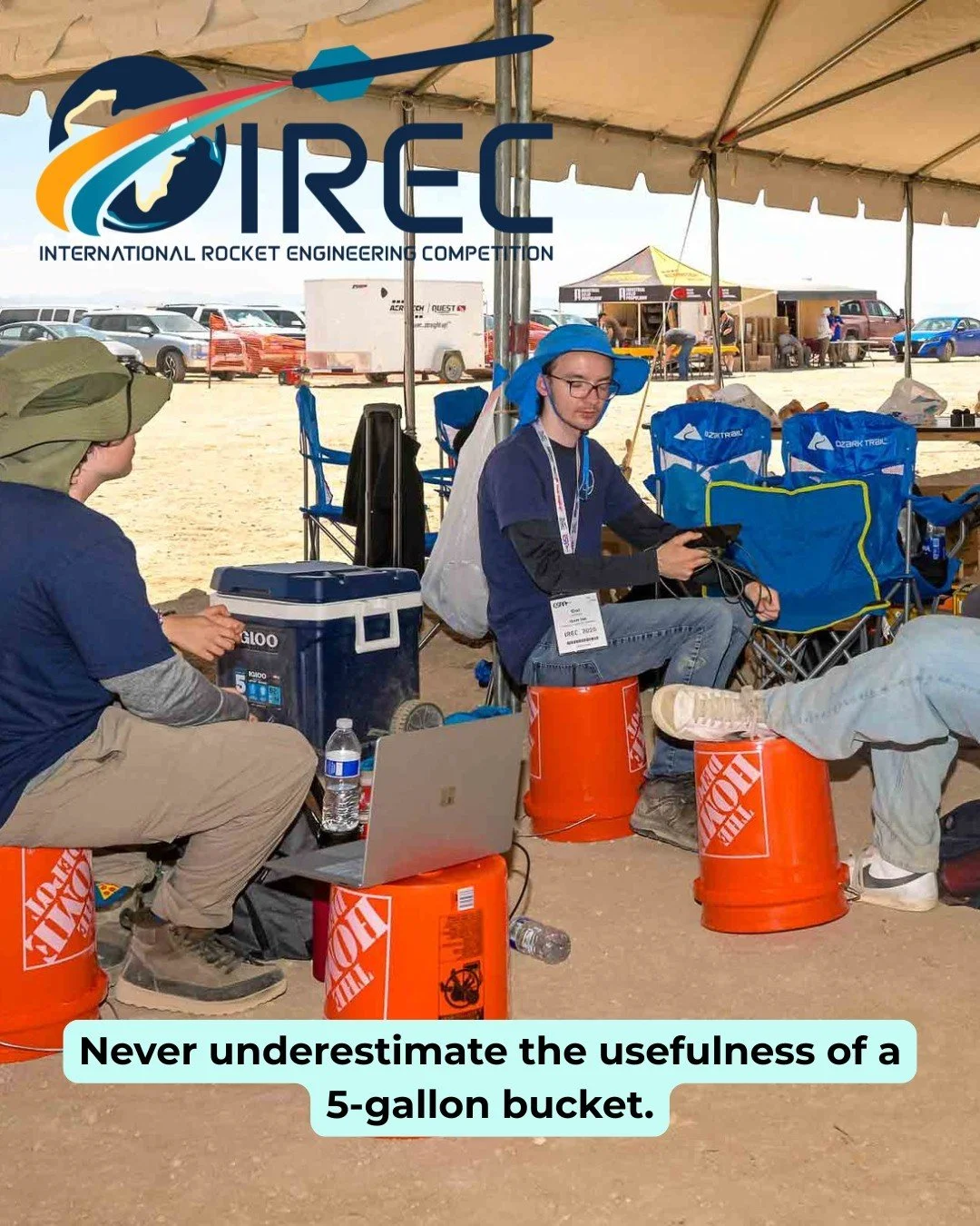 Need last minute seating? Or maybe a computer table? Never underestimate the usefulness of a 5-gallon bucket. 

#ESRA #IREC