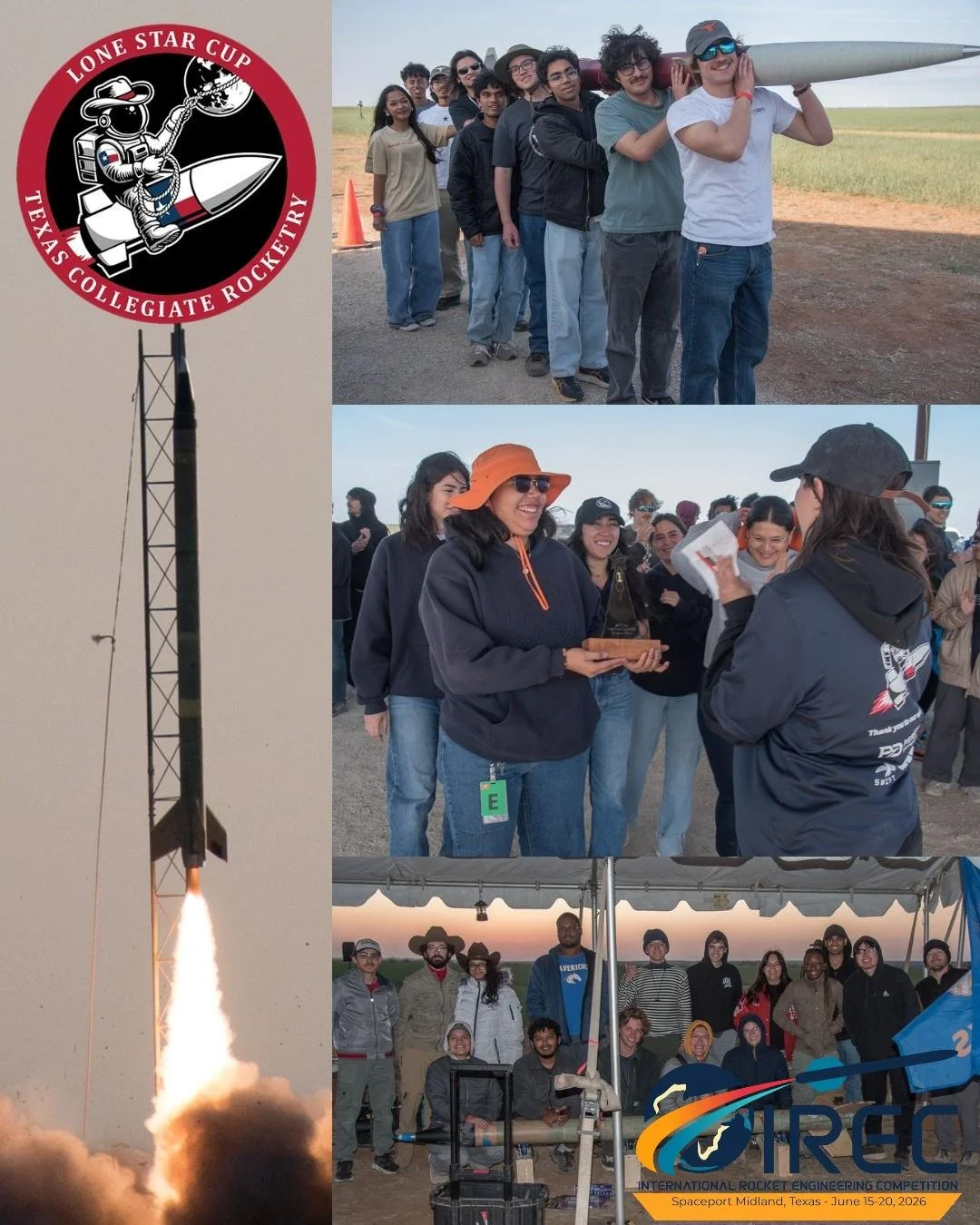Last weekend most of the Texas IREC teams held a test launch for the competition as part of the Lone Star Cup, hosted by Tripoli North Texas. This years winner was The University of Texas at El Paso. Who missed their target altitude by 5 ft. Congratu