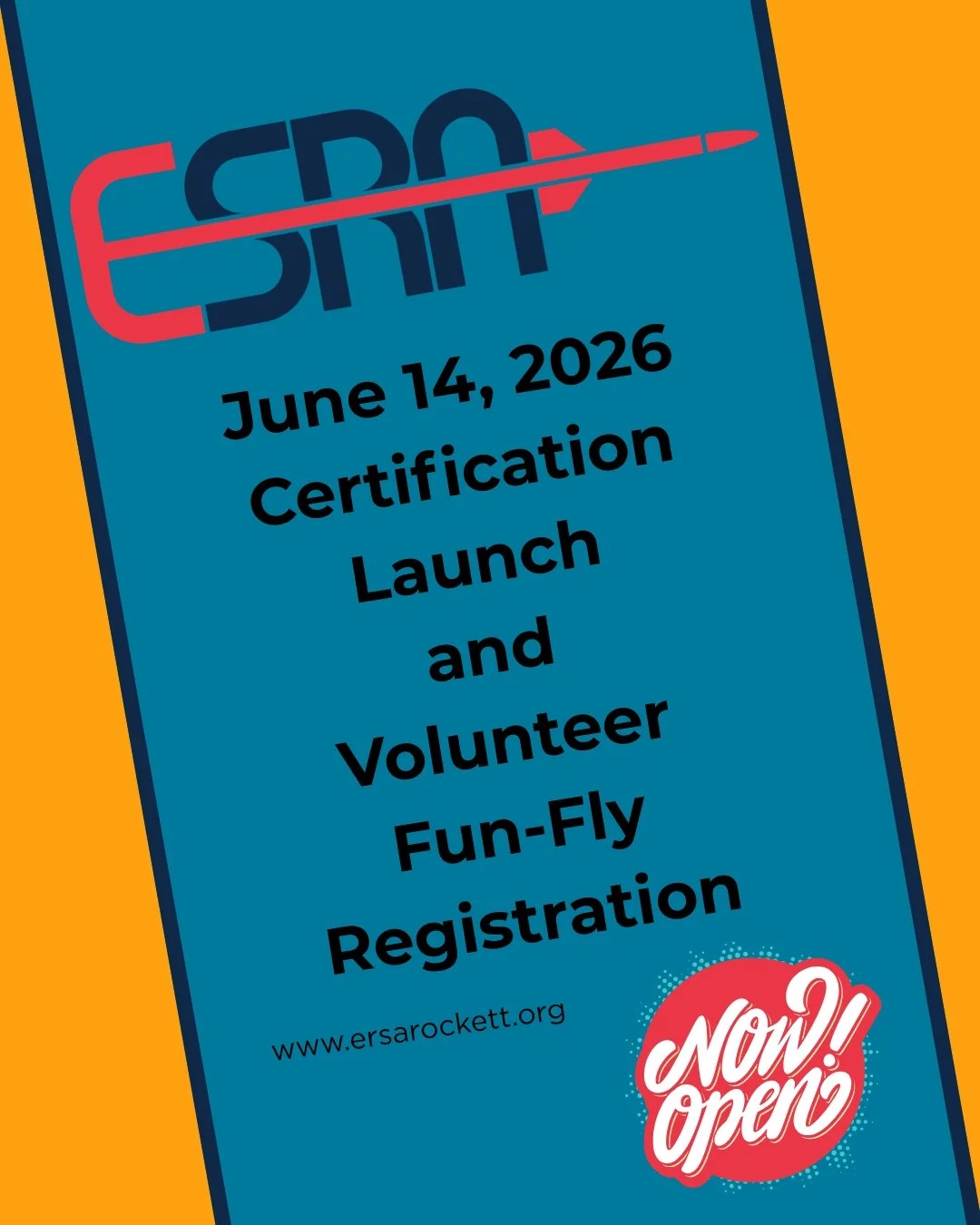 Register now for ESRA's 1st Annual Certification Launch and Volunteer Fun-Fly on June 14, 2026. Earn your certification while at the IREC. Limited spots available. Learn more and register at www.esrarocket.org.

#ESRA #IREC #2026IREC #CertLaunch #Vol