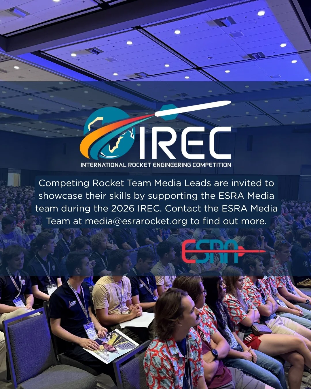 Join the ESRA Media Team at the 2026 IREC and showcase your media skills while supporting our dynamic rocket competition. This is a fantastic opportunity for aspiring media leaders passionate about aerospace and STEM education to gain hands-on experi