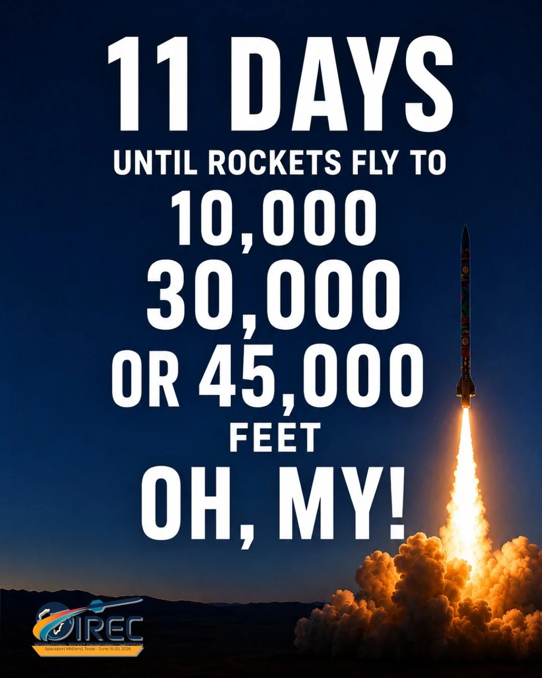 You hear it before you see it. Then the smoke. Then it's gone. A white streak trading the desert floor for the stratosphere in seconds. 45,000 feet is eight and a half miles straight up. These students built something that can do that.
11 days. 🚀
ww