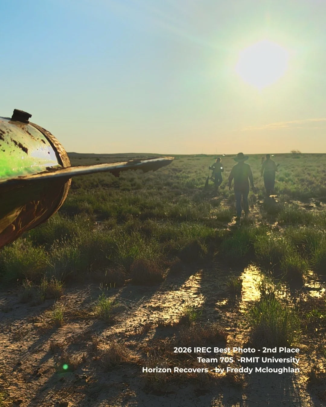 The ESRA Media Team would like to congratulate Freddy Mcloughlan on their submission "Horizon Recovers" which earned a 2nd Place finish in the 2026 IREC Best Photo Challenge for Team 705 - RMIT University.
