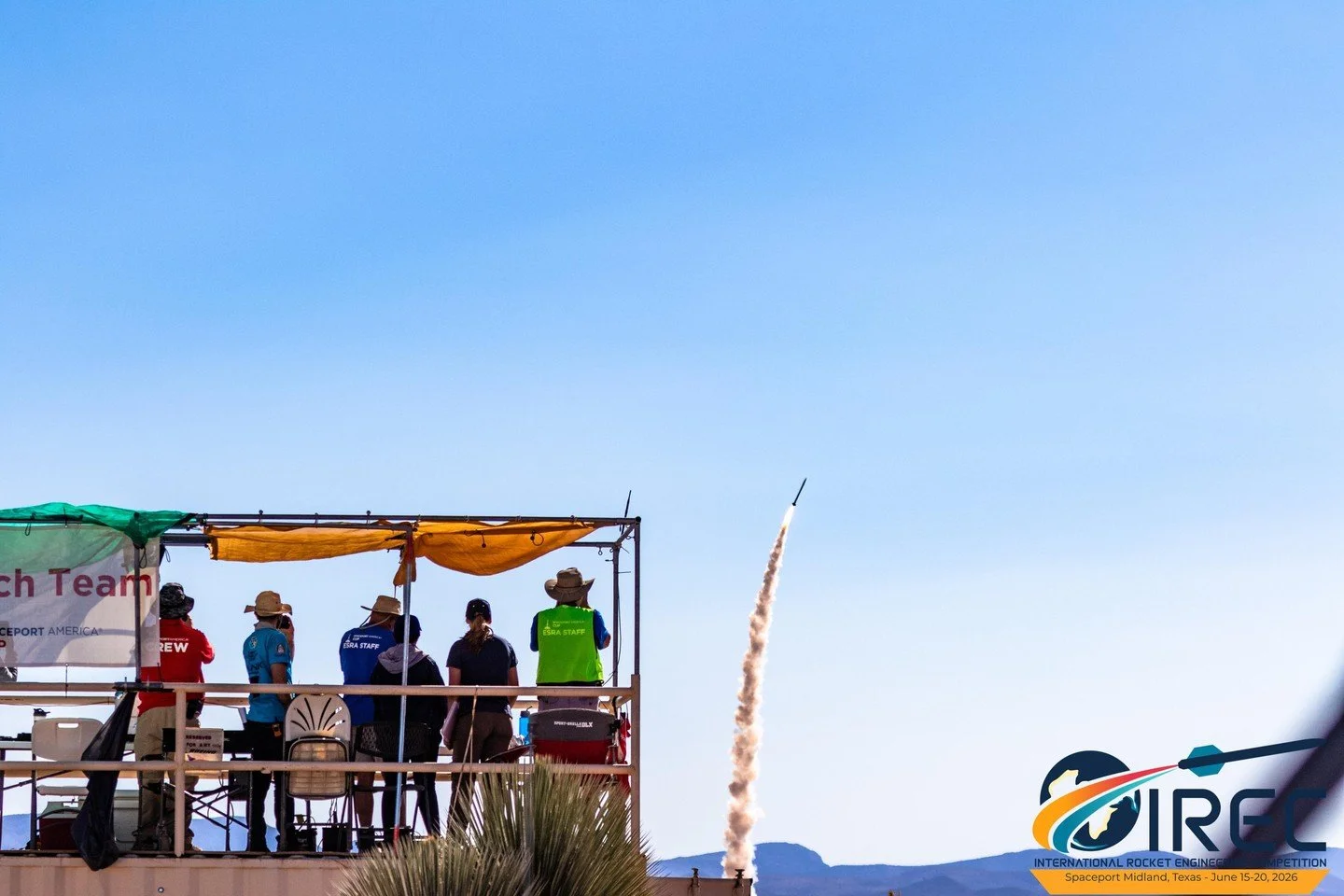 ESRA Archive: 2019 IREC LCO Launch View. Interested in participating in the 20th Annual International Rocket Engineering Competition taking place in Midland, Texas June 14th-19th, 2027? Visit www.esrarocket.org to learn how.