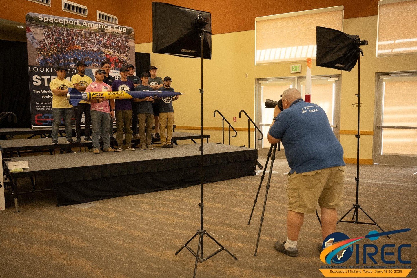 ESRA Archive: "2024 IREC Team Photos with Jim Wilkerson." picture by Matt Dahle. Interested in participating in the 20th Annual International Rocket Engineering Competition taking place in Midland, Texas June 14th-19th, 2027? Visit www.esra
