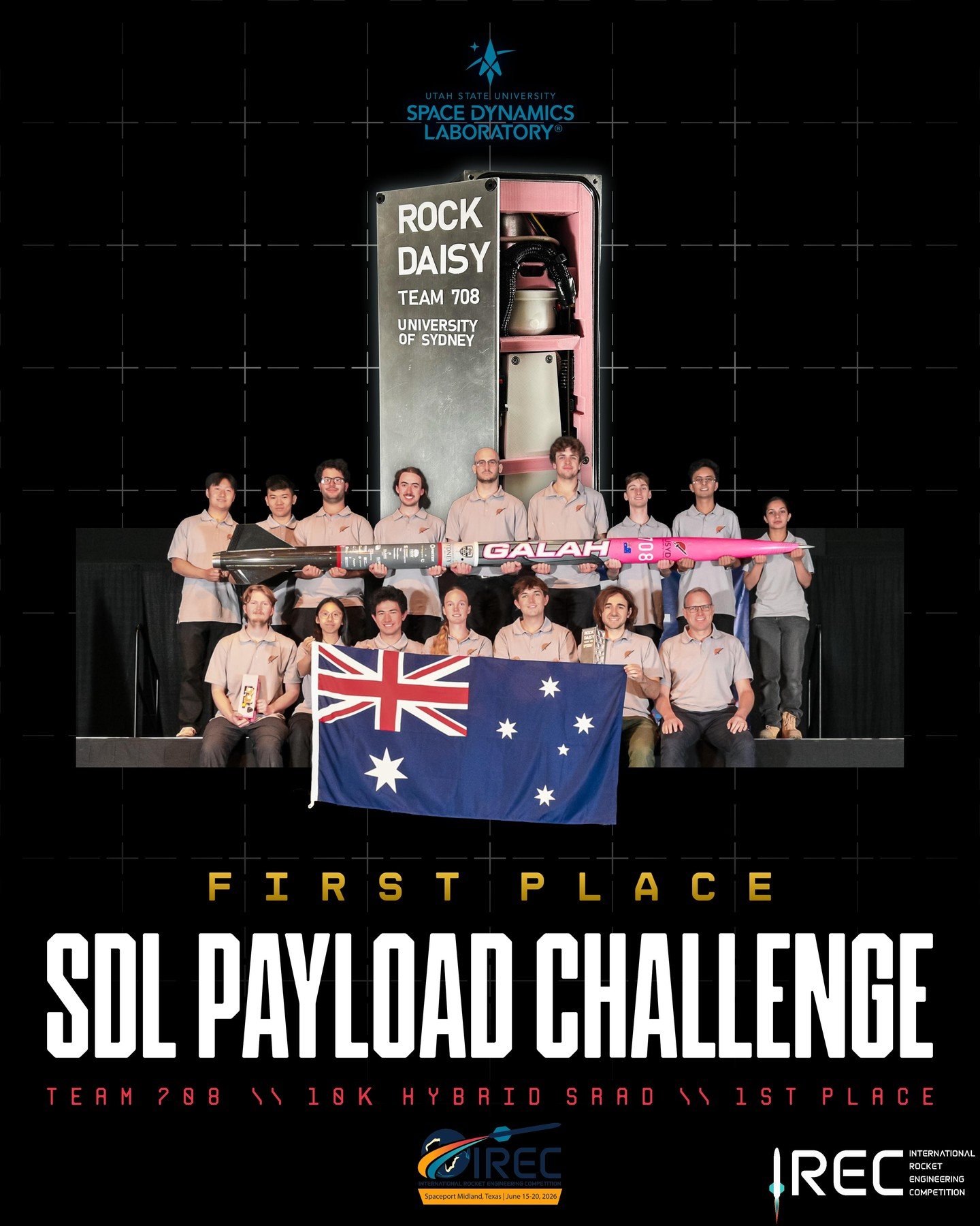 ESRA congratulates team 708 for winning 1st place in the SDL Payload Challenge and also the 10K Hybrid SRAD category! Insane achievements from the team!