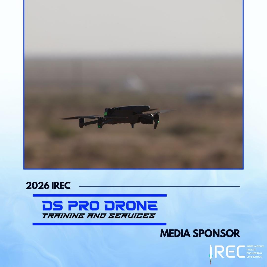 ESRA is honored to welcome back DS Pro Drone Training and Services as a Media Sponsor for the 2026 International Rocket Engineering Competition. Their support plays a vital role in documenting the IREC and enabling the production of the IREC livestre